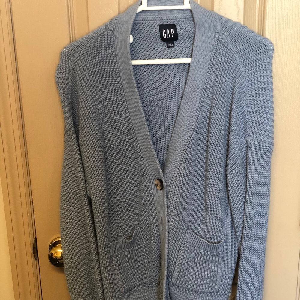 GAP Women’s Large Soft Long Sleeve Blue Knitted Cardigan